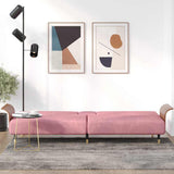 Sofa Bed with Cup Holders Pink Velvet