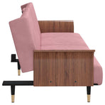 Sofa Bed with Cup Holders Pink Velvet