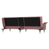 Sofa Bed with Cup Holders Pink Velvet - Close-Up Angle