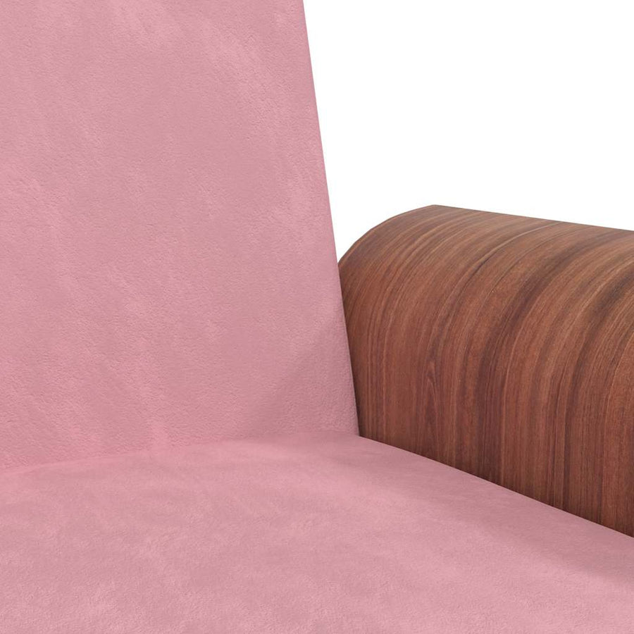 Sofa Bed with Cup Holders Pink Velvet