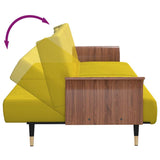 Sofa Bed with Cup Holders Yellow Velvet - Extra Image