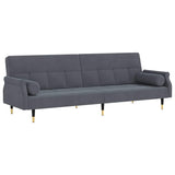 Sofa Bed with Cushions Dark Grey Velvet - Front View