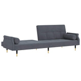 Sofa Bed with Cushions Dark Grey Velvet - 45-Degree Angle