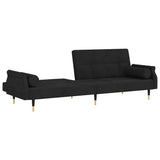 Sofa Bed with Cushions Black Velvet