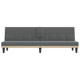 Sofa Bed with Cup Holders Dark Grey Fabric - Top-Down View