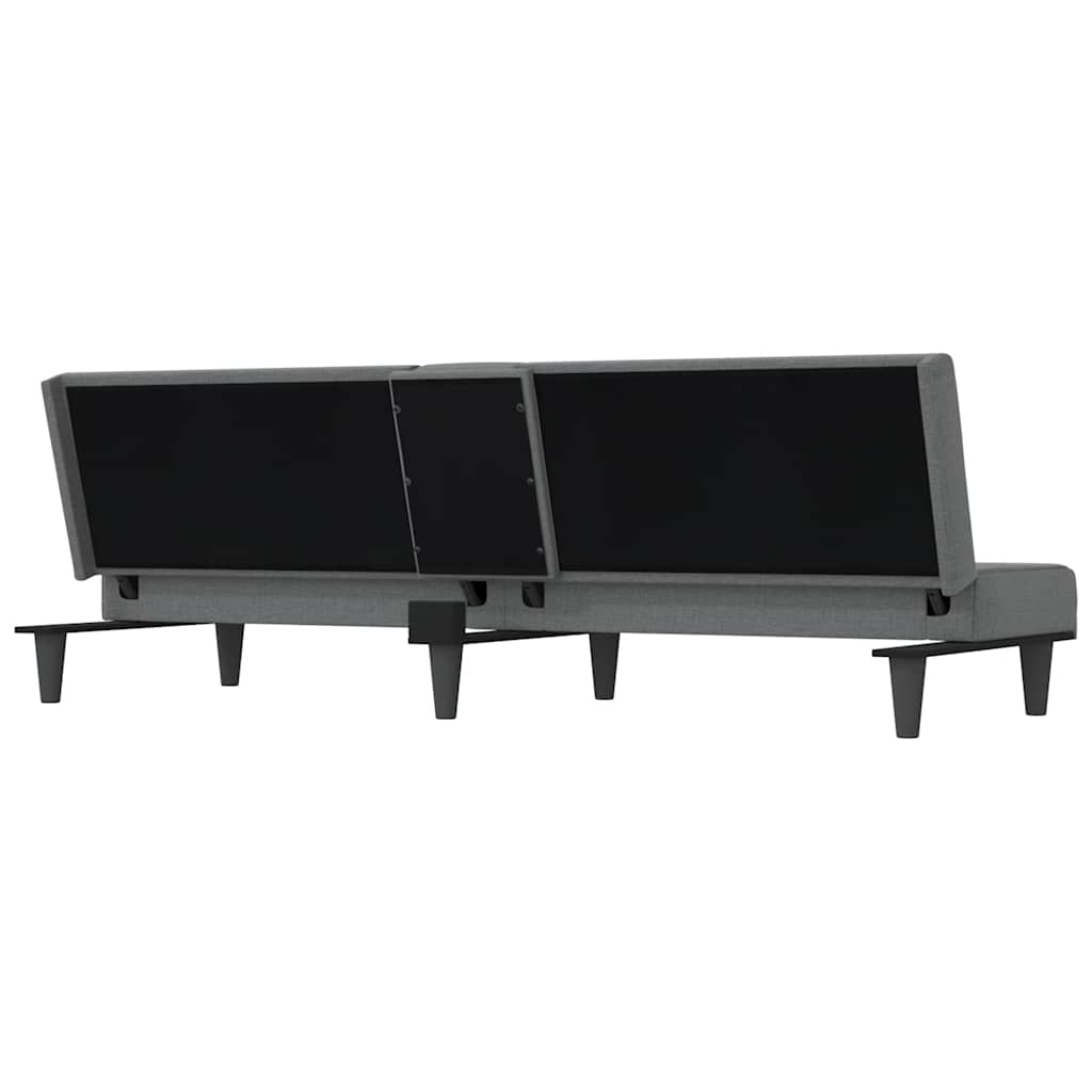 Sofa Bed with Cup Holders Dark Grey Fabric