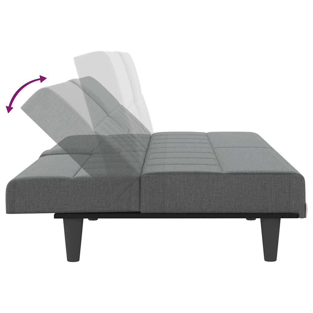 Sofa Bed with Cup Holders Dark Grey Fabric