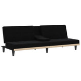 Sofa Bed with Cup Holders Black Fabric - 45-Degree Angle