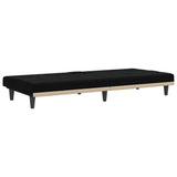 Sofa Bed with Cup Holders Black Fabric