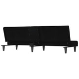 Sofa Bed with Cup Holders Black Fabric - Low Angle