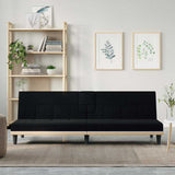 Sofa Bed with Cup Holders Black Fabric