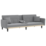 Sofa Bed with Cup Holders Light Grey Fabric - 45-Degree Angle