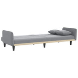 Sofa Bed with Cup Holders Light Grey Fabric - Rear View