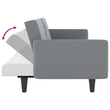 Sofa Bed with Cup Holders Light Grey Fabric - Extra Image