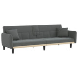 Sofa Bed with Cup Holders Dark Grey Fabric