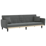 Sofa Bed with Cup Holders Dark Grey Fabric