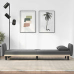 Sofa Bed with Cup Holders Dark Grey Fabric