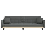 Sofa Bed with Cup Holders Dark Grey Fabric - Top-Down View