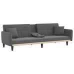 Sofa Bed with Cup Holders Dark Grey Fabric