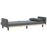 Sofa Bed with Cup Holders Dark Grey Fabric - Rear View