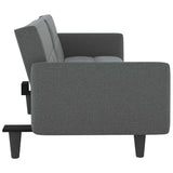 Sofa Bed with Cup Holders Dark Grey Fabric - Close-Up Angle