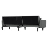Sofa Bed with Cup Holders Dark Grey Fabric - Low Angle