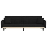 Sofa Bed with Cup Holders Black Fabric