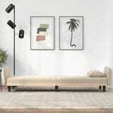 Sofa Bed with Cup Holders Cream Fabric - Side View