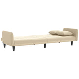Sofa Bed with Cup Holders Cream Fabric