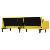 Sofa Bed with Cup Holders Light Yellow Fabric - Low Angle