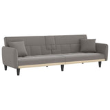 Sofa Bed with Cup Holders Taupe Fabric - Front View
