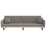 Sofa Bed with Cup Holders Taupe Fabric - Top-Down View