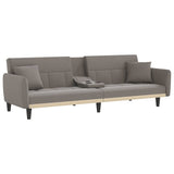 Sofa Bed with Cup Holders Taupe Fabric - 45-Degree Angle