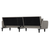 Sofa Bed with Cup Holders Taupe Fabric - Low Angle