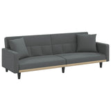 Sofa Bed with Cushions Dark Grey Fabric - Front View