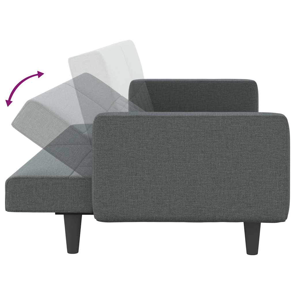 Sofa Bed with Cushions Dark Grey Fabric