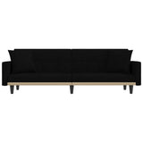 Sofa Bed with Cushions Black Fabric - Top-Down View
