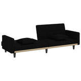 Sofa Bed with Cushions Black Fabric - 45-Degree Angle