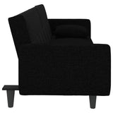 Sofa Bed with Cushions Black Fabric