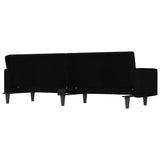 Sofa Bed with Cushions Black Fabric - Low Angle