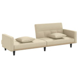 Sofa Bed with Cushions Cream Fabric - 45-Degree Angle