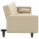 Sofa Bed with Cushions Cream Fabric