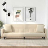 Sofa Bed with Cushions Cream Fabric