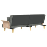 Sofa Bed with Armrests Dark Grey Fabric - Rear View