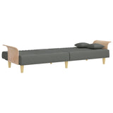 Sofa Bed with Armrests Dark Grey Fabric - Low Angle