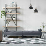 Sofa Bed with Armrests Dark Grey Velvet