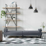 Sofa Bed with Armrests Dark Grey Velvet - Side View