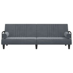 Sofa Bed with Armrests Dark Grey Velvet