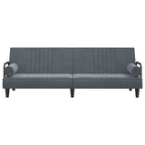 Sofa Bed with Armrests Dark Grey Velvet - Top-Down View