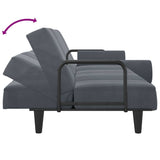 Sofa Bed with Armrests Dark Grey Velvet - Low Angle